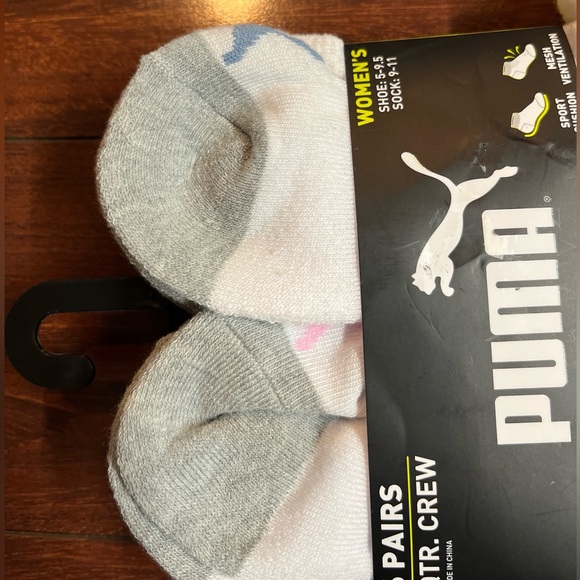 6-Pack Puma Quarter Crew Cushion Socks Womens Shoe Size 5-9.5 White Gray New - Picture 12 of 13